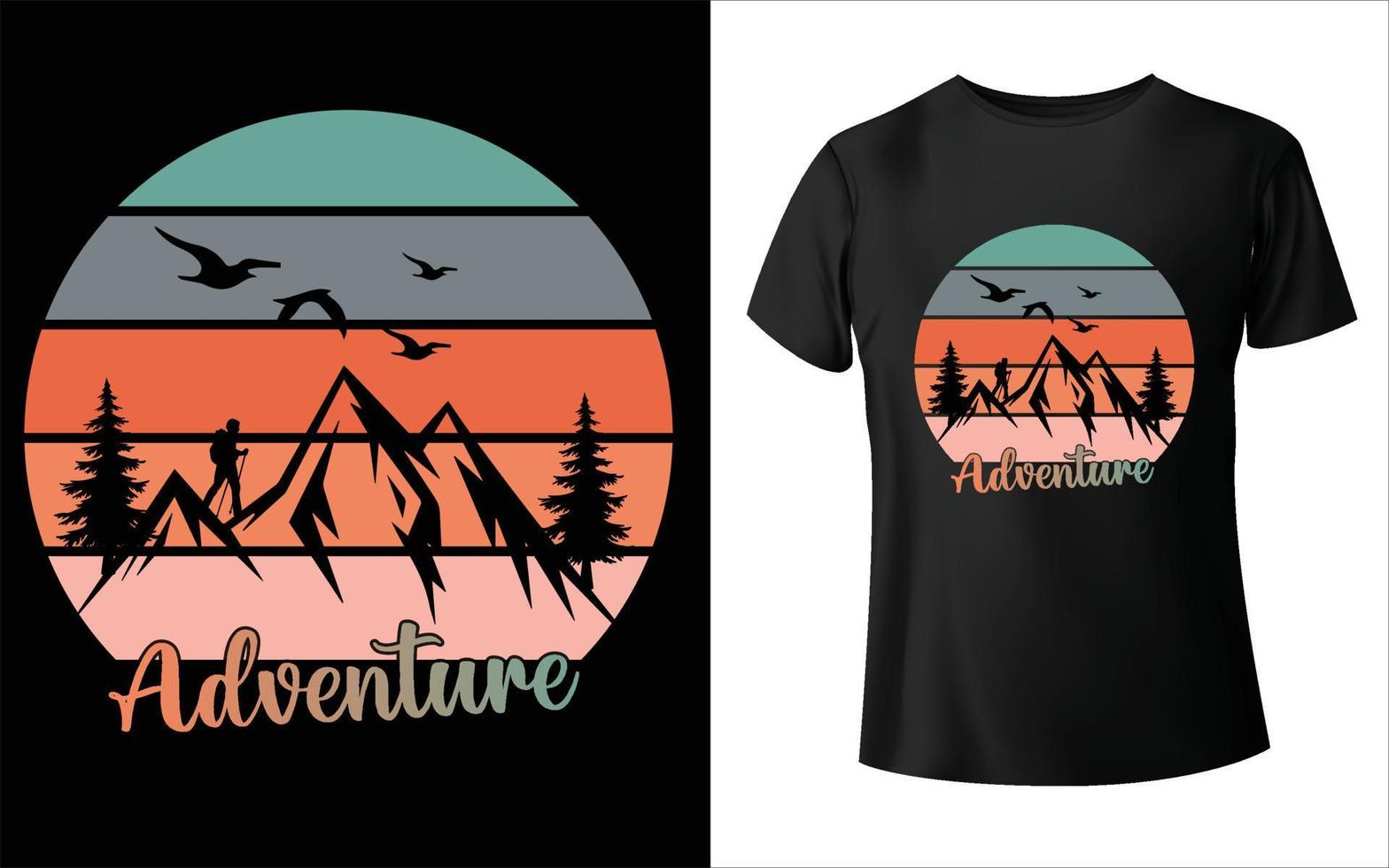 design de camiseta de aventura vetor