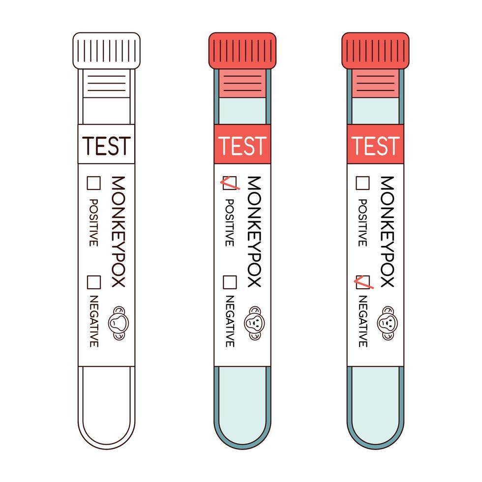 tubo de amostra de sangue para teste de vírus de varíola de macaco. variação de linha e cor vetor