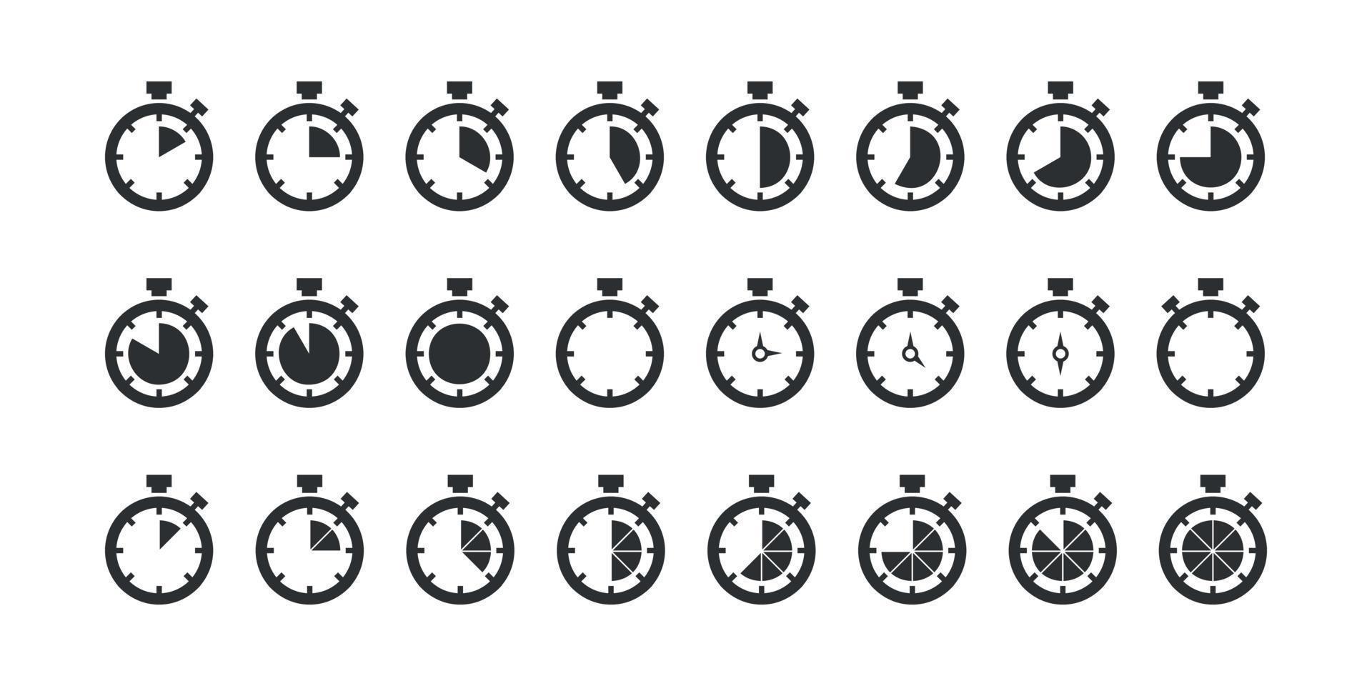 conjunto de ícones do temporizador de contagem regressiva. ilustração vetorial isolado. vetor