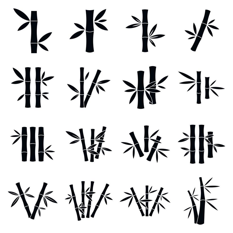conjunto de ícones de bambu, estilo simples vetor
