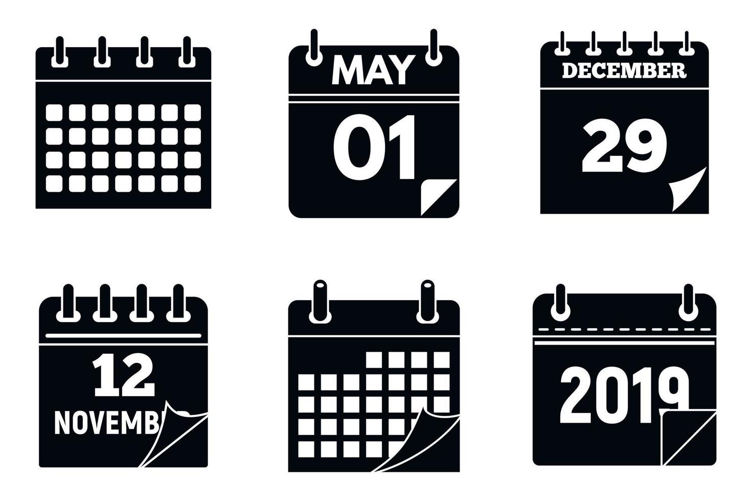 conjunto de ícones de página de calendário, estilo simples vetor