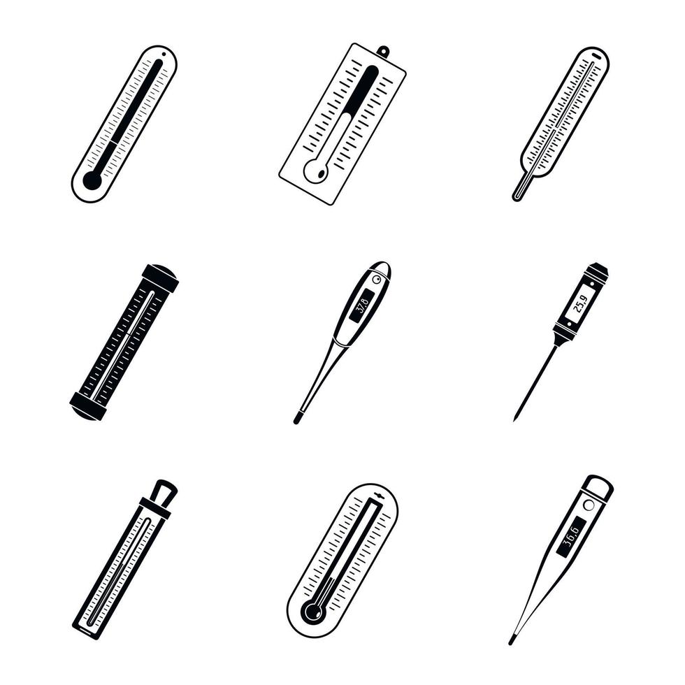 conjunto de ícones de temperatura do termômetro, estilo simples vetor