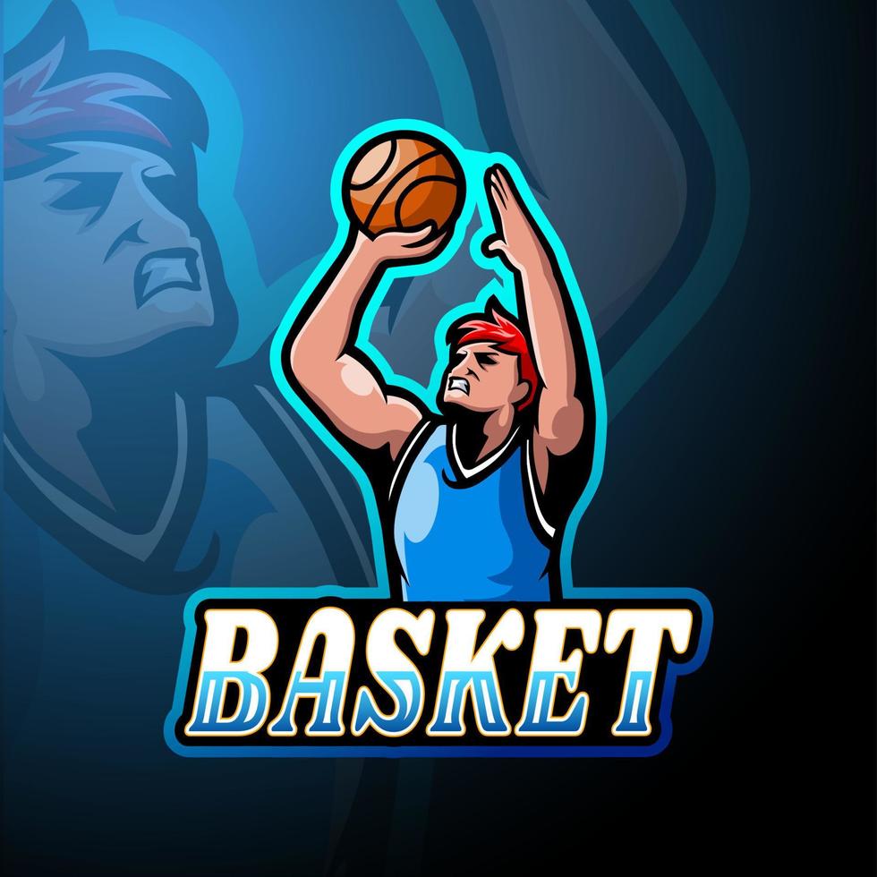 design de mascote de logotipo de esporte de basquete vetor