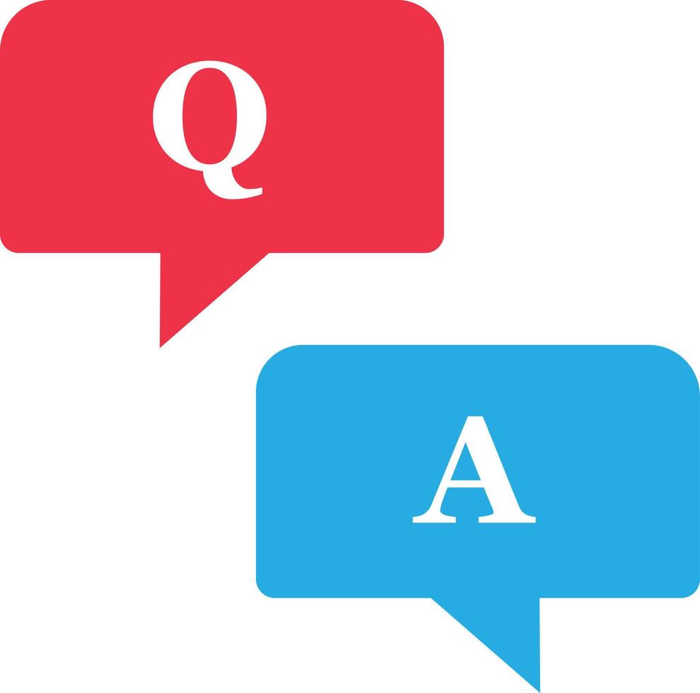 ícone de perguntas e respostas. símbolo de bolhas de bate-papo. sinal de conversa online. símbolo de atendimento ao cliente. vetor