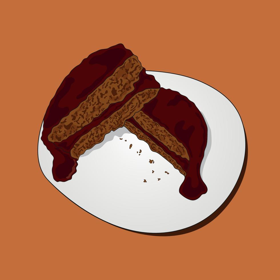 bolo de chocolate na ilustração do tema do prato vetor