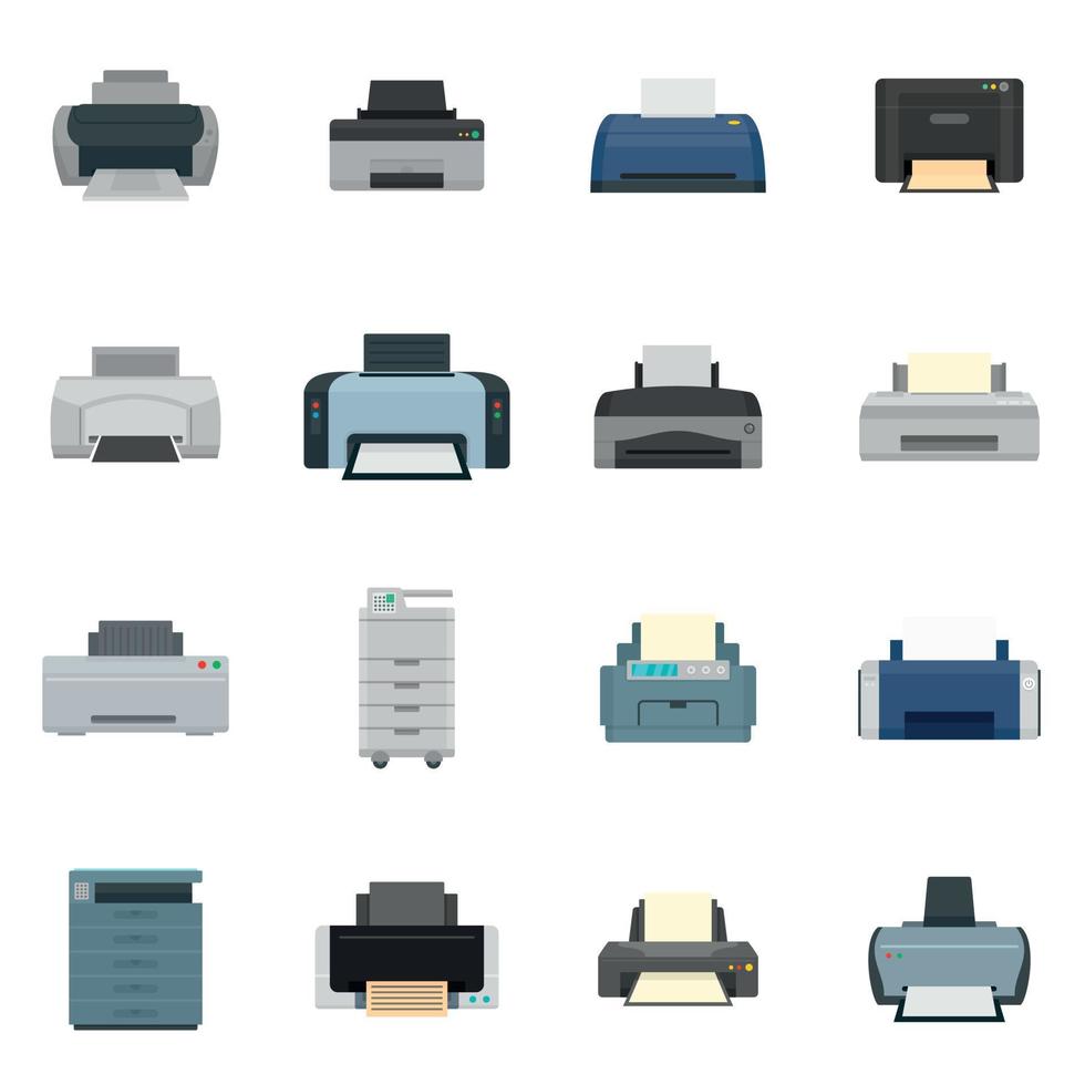 ícones de documento de cópia de escritório de impressora definir estilo simples vetor