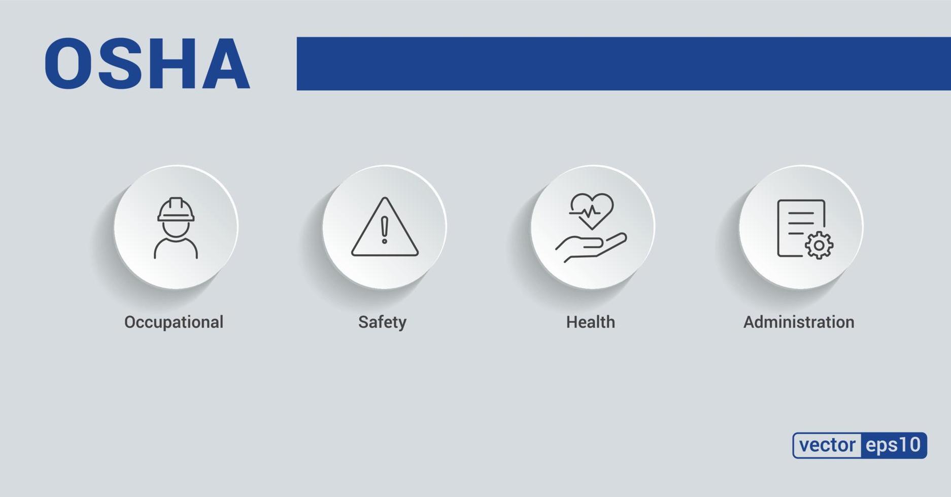 osha. administração de segurança e saúde ocupacional. banner de conceito de ilustração vetorial com ícones e palavras-chave. eps 10. vetor