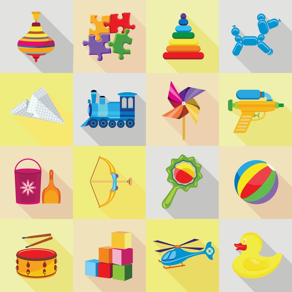 conjunto de ícones de brinquedo, estilo simples vetor