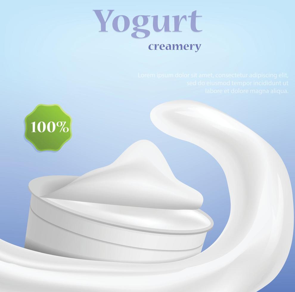 fundo de conceito de creme de iogurte, estilo realista vetor