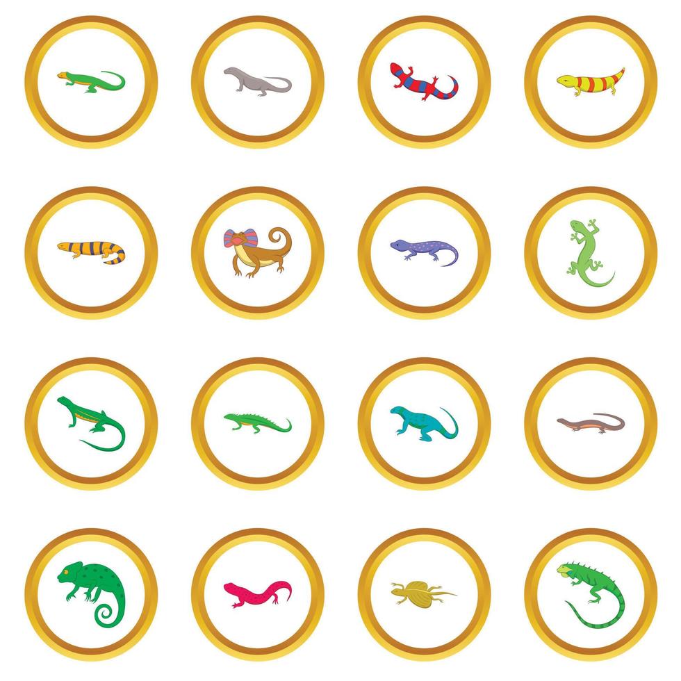 círculo de ícones de lagarto vetor