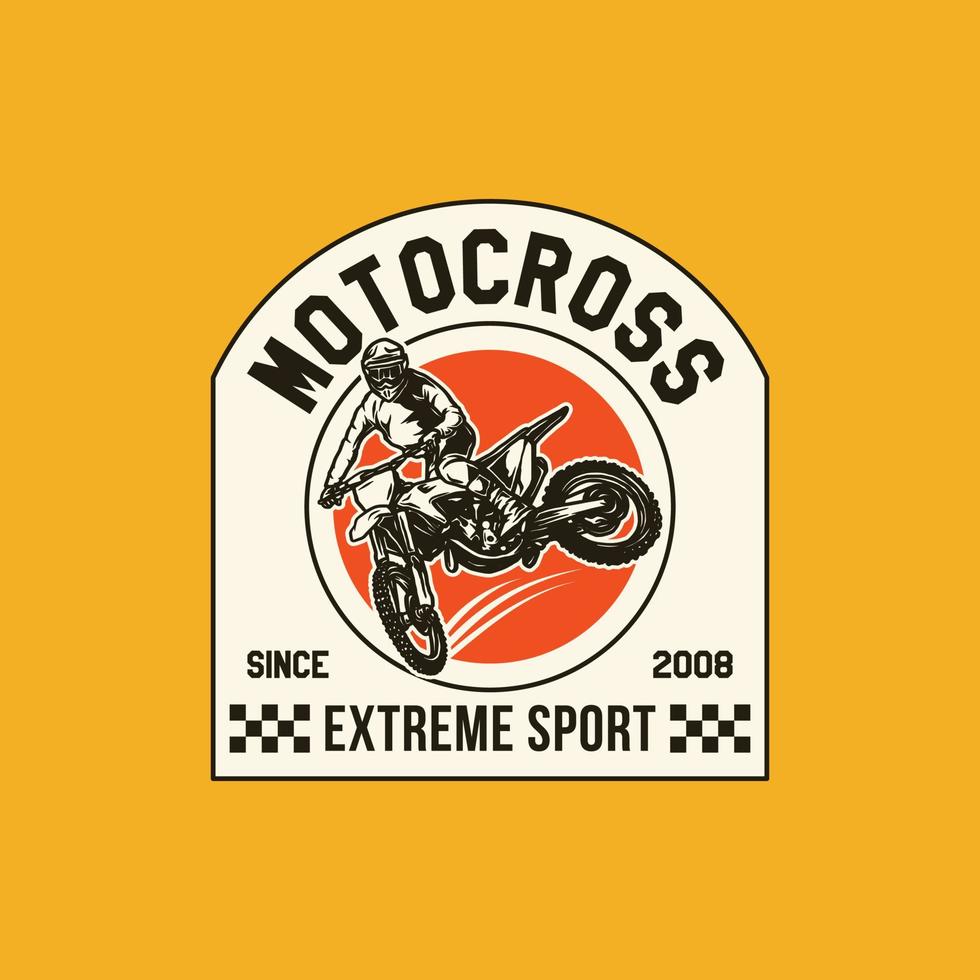 distintivo de logotipo de clube de aventura de motocross desenhado à mão vetor