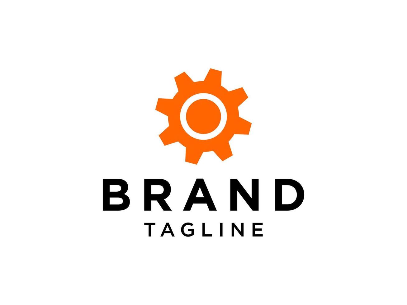 logotipo do trabalhador industrial. símbolo de ícone de engrenagem círculo laranja dentro isolado no fundo branco. elementos de modelo de design de logotipo de vetor plano para logotipos de negócios e tecnologia.