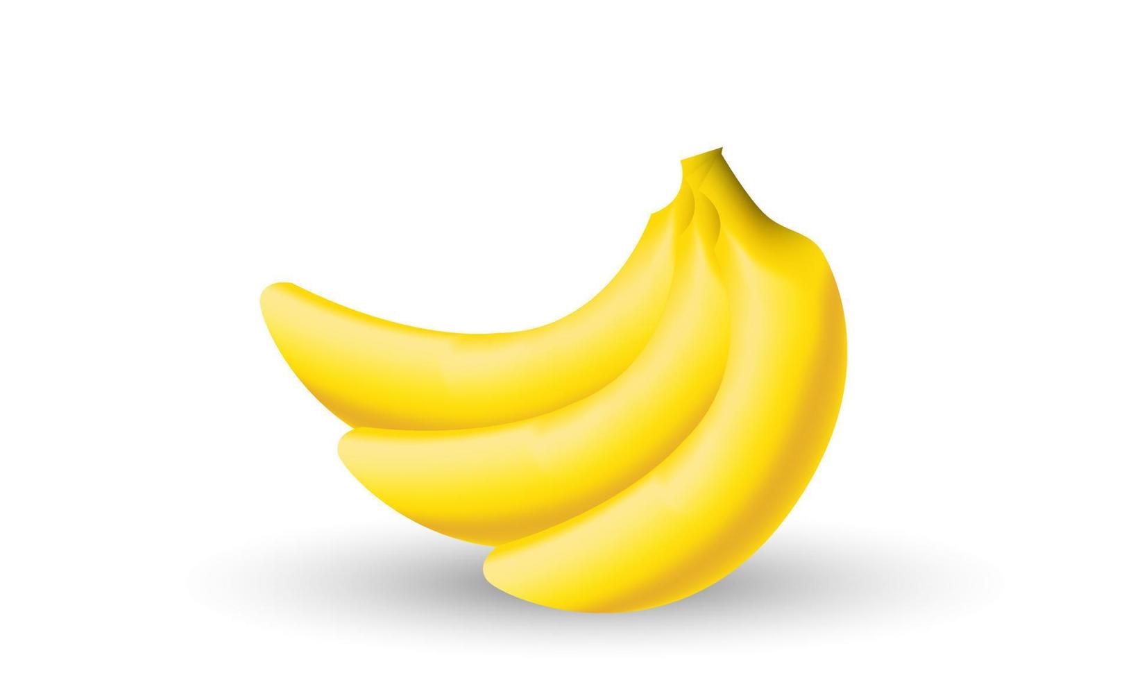 natureza 3d única de frutas descascadas amarelas de três bananas isoladas em vetor