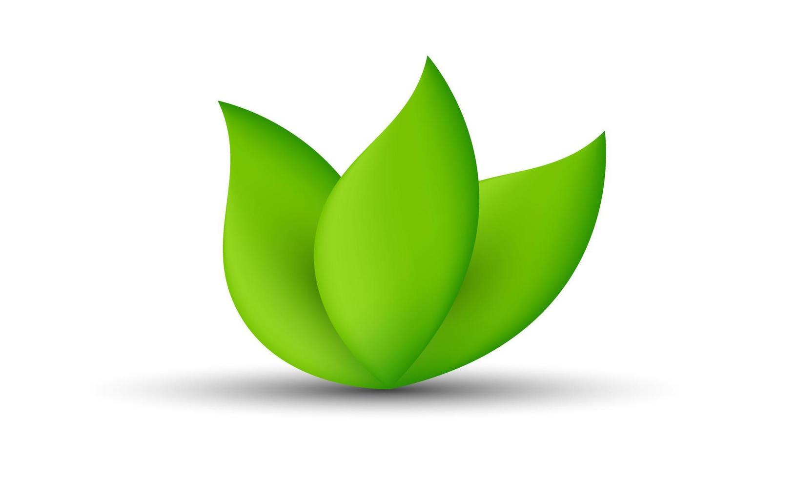 único ícone de conceito de ecologia de folhas verdes 3d isolado em vetor
