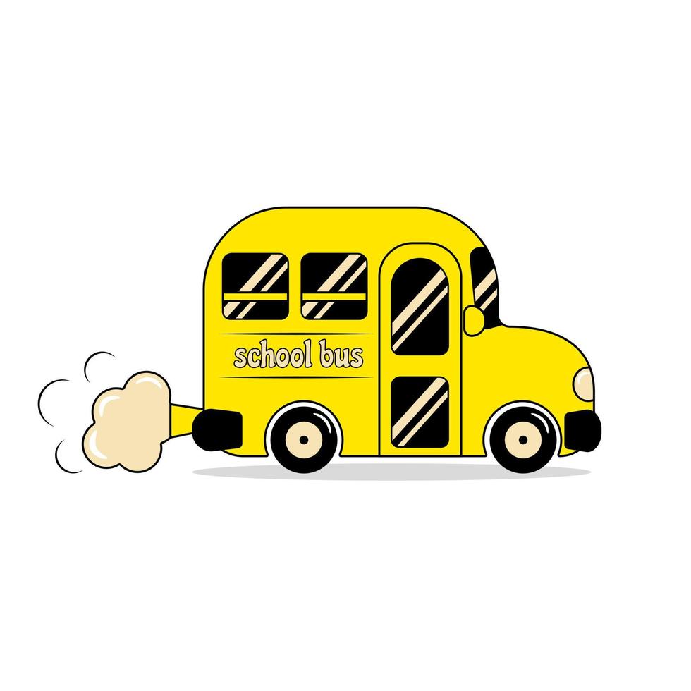 ônibus escolar amarelo de volta às aulas em estilo groovy vetor