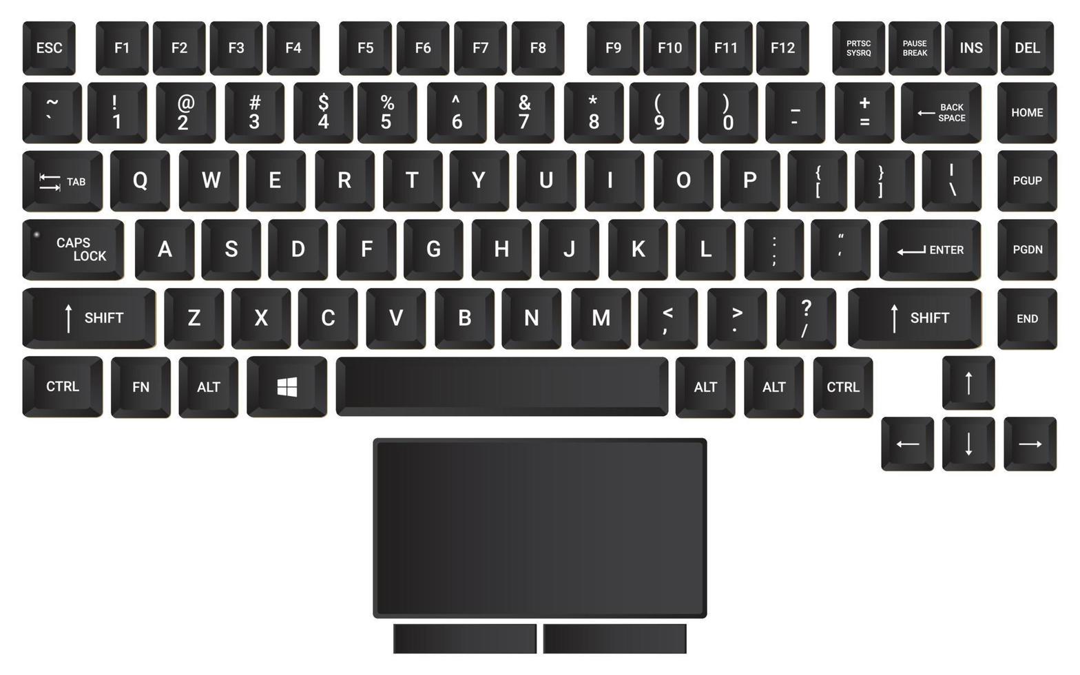 design de vetor de kyeboard, vetor de layout de teclado com alfabeto, ilustração de layout de botões de teclado