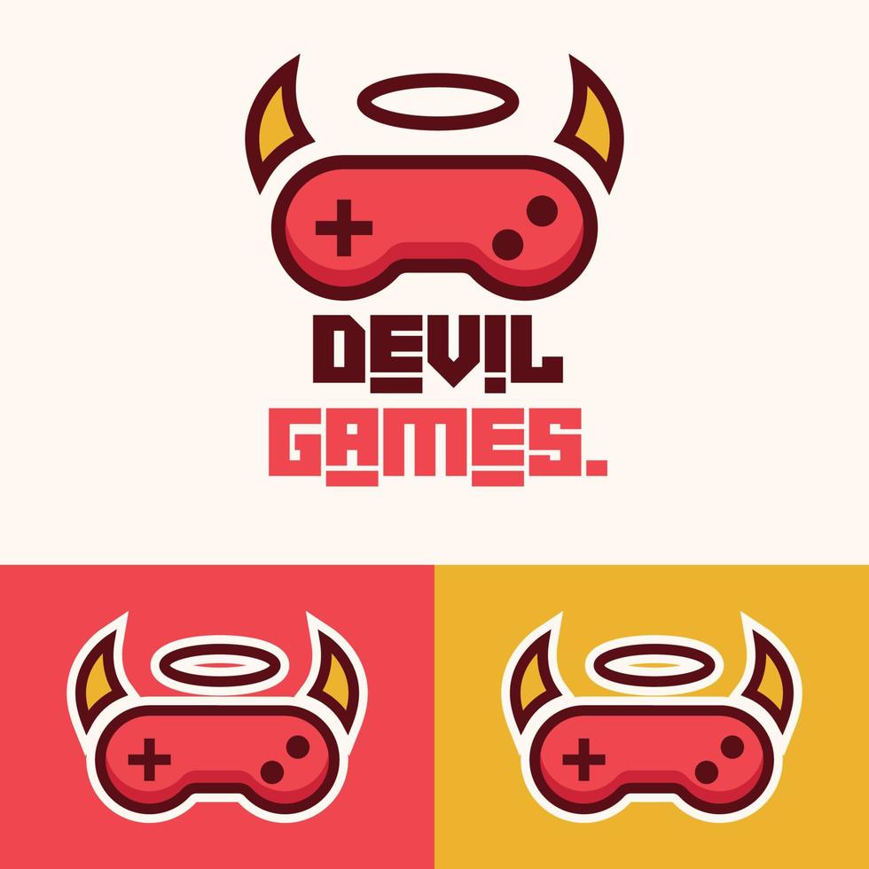 design de logotipo de joystick de gamepad de diabo minimalista simples vetor