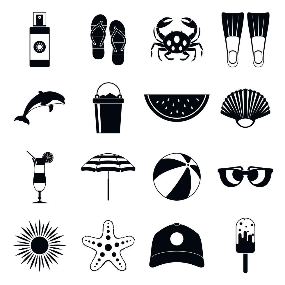 conjunto de ícones de verão, estilo simples vetor