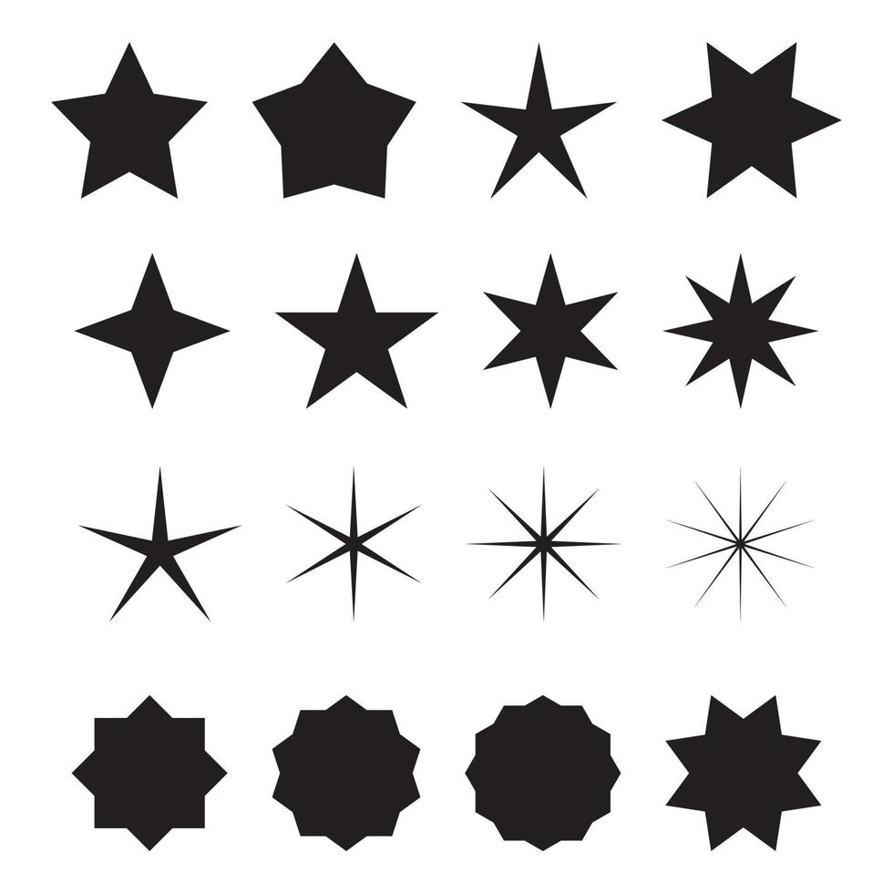 ilustração de várias formas de estrelas em um fundo branco vetor