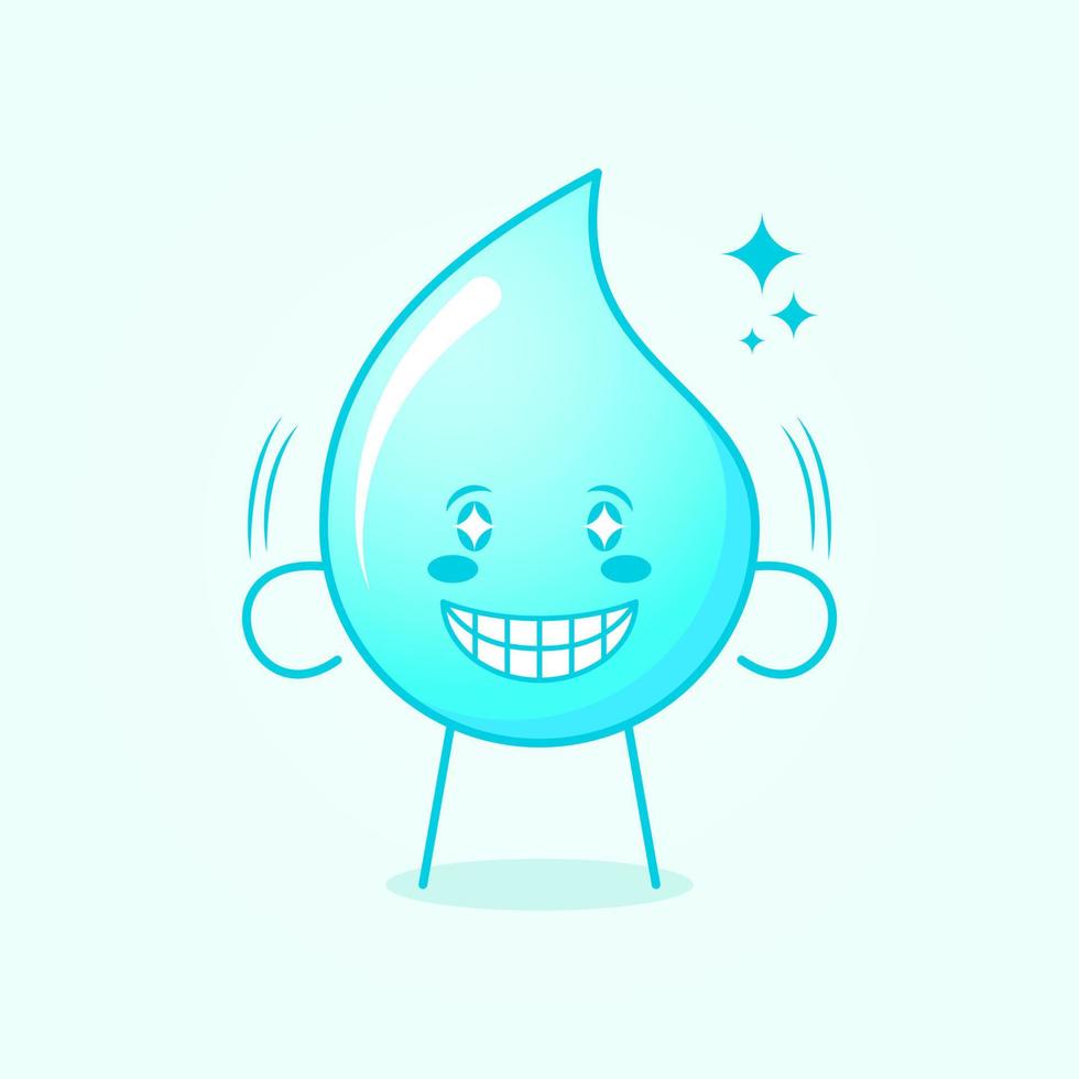desenho de água bonito com olhos brilhantes, sorriso e expressão feliz. adequado para logotipos, ícones, símbolos ou mascotes. azul e branco vetor