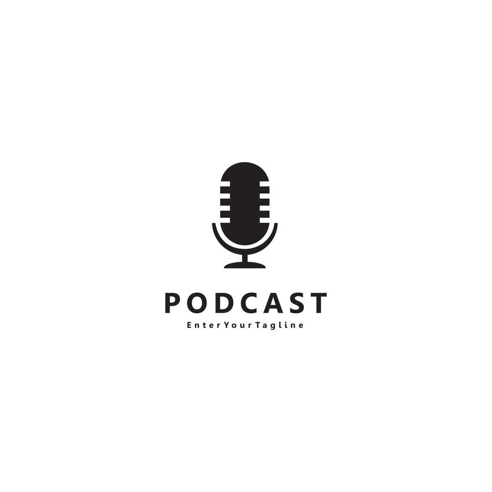 design de podcast inspirador ou logotipo de microfone de rádio simples vetor