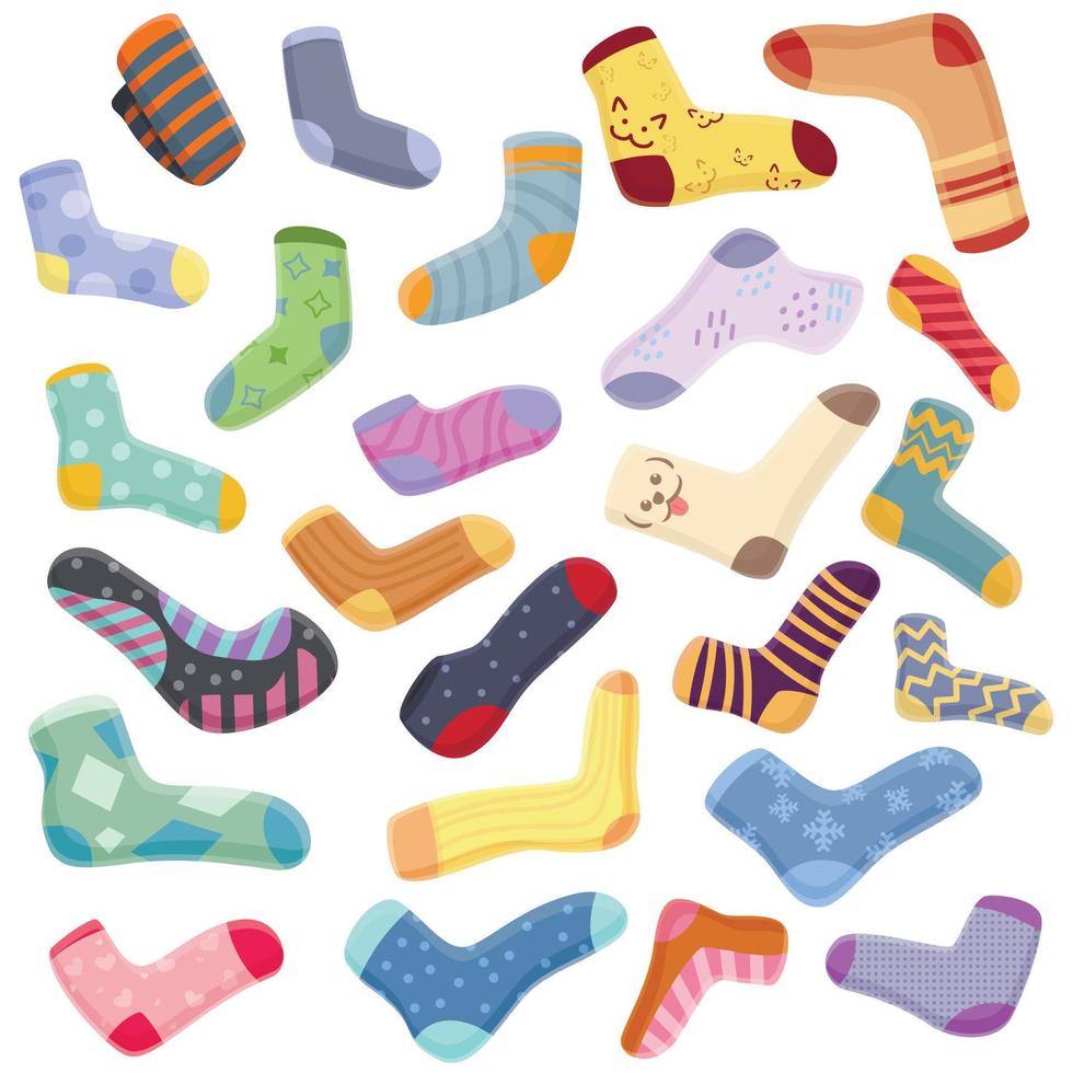 conjunto de ícones de meias, estilo cartoon vetor