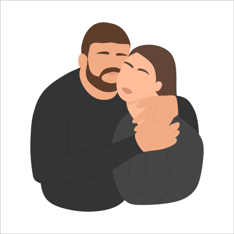 ilustração romântica de um cara que abraça uma garota vetor