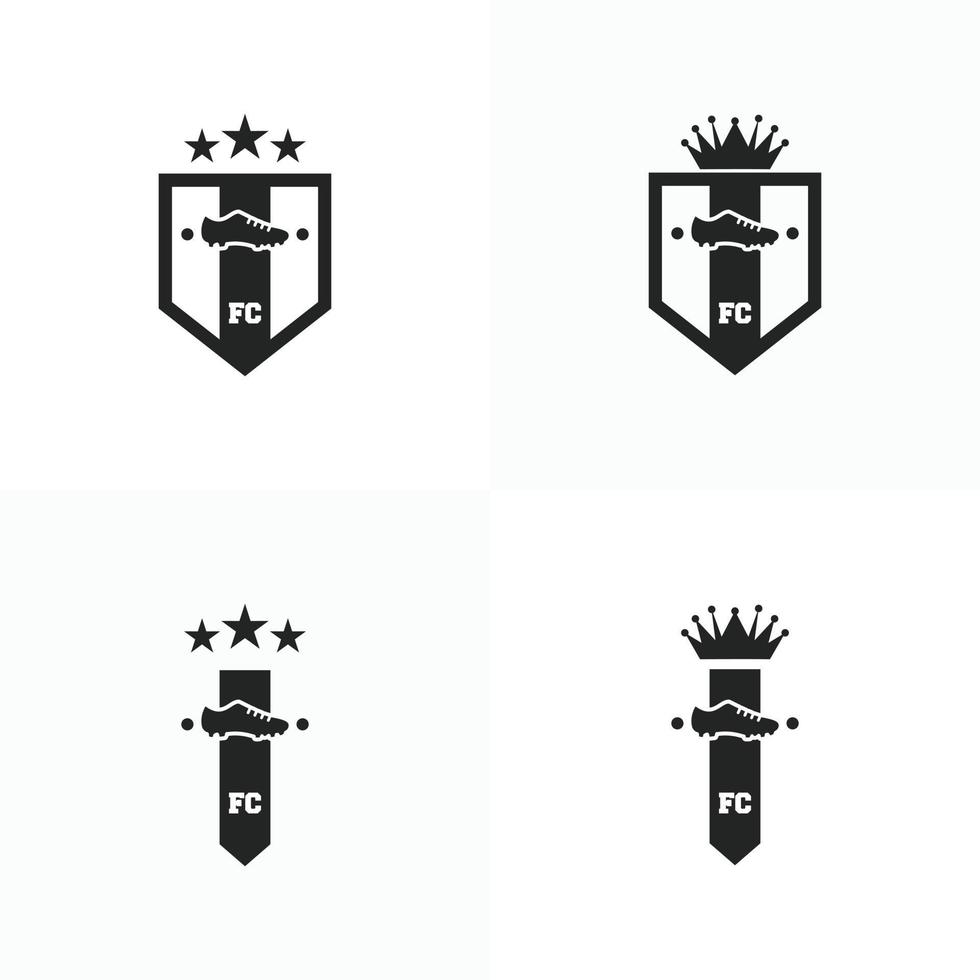 conjunto de logotipo de futebol. distintivo de design de clube de futebol. logotipo de futebol com escudo vetor