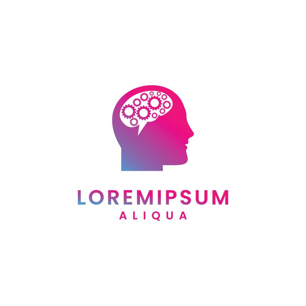 conceito moderno de design de logotipo de engrenagem de cabeça, ícone de logotipo de engrenagem cerebral, modelo de logotipo de robô humano vetor