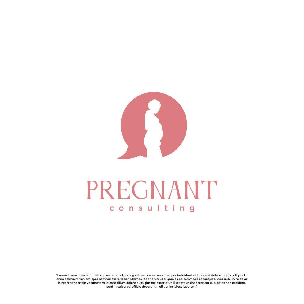 design de logotipo de consulta grávida em fundo isolado vetor