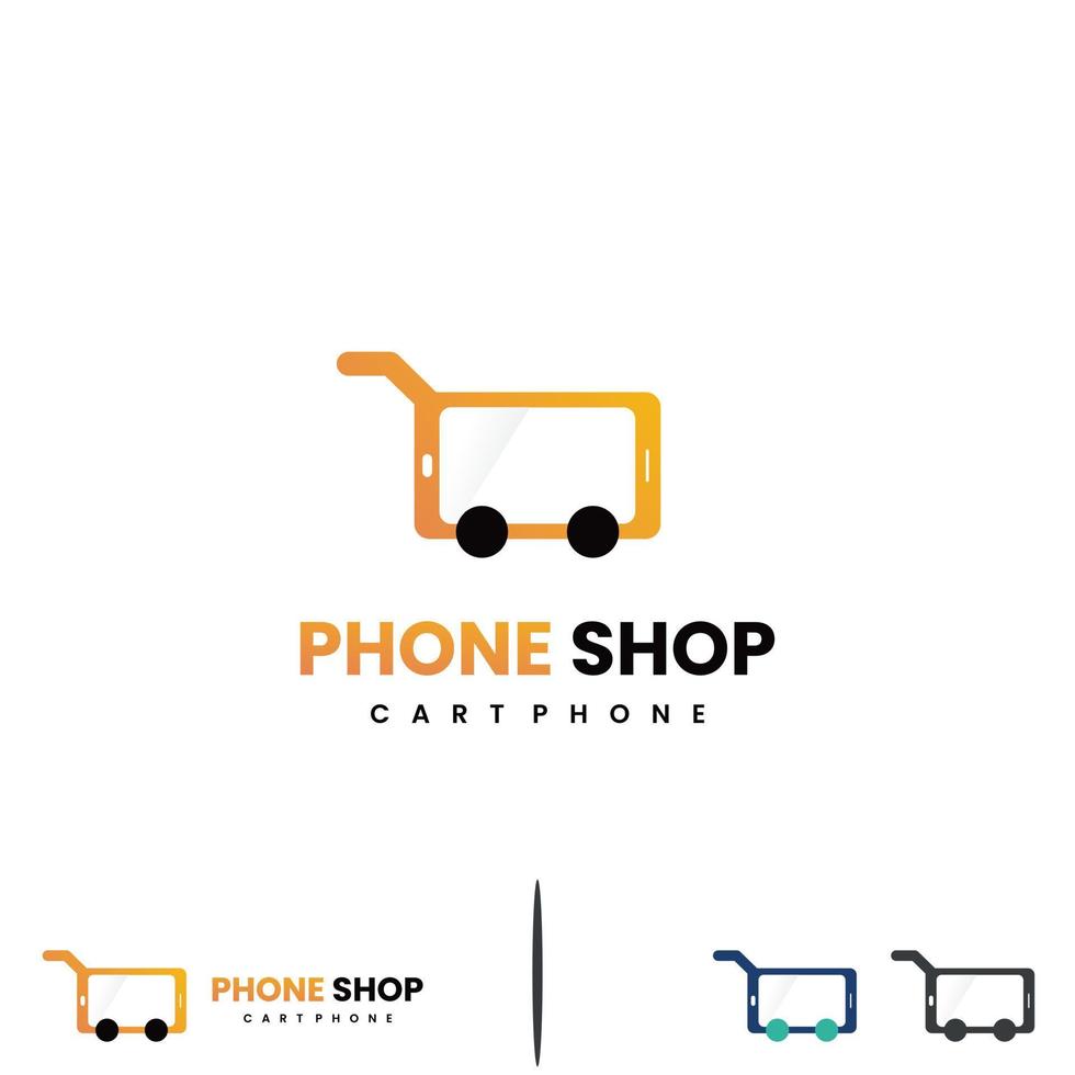 conceito moderno de design de logotipo de loja de telefone, ícone de logotipo de loja de telefone. telefone com logotipo do carrinho vetor