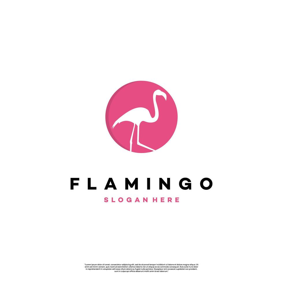 conceito de design de logotipo de flamingo rosa em fundo isolado, modelo de ícone vetor