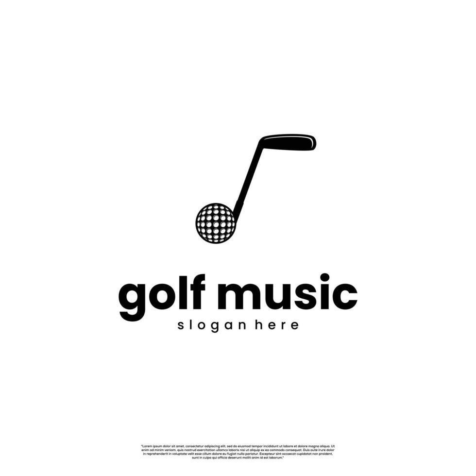 taco de golfe com conceito de design de logotipo de tom de música vetor