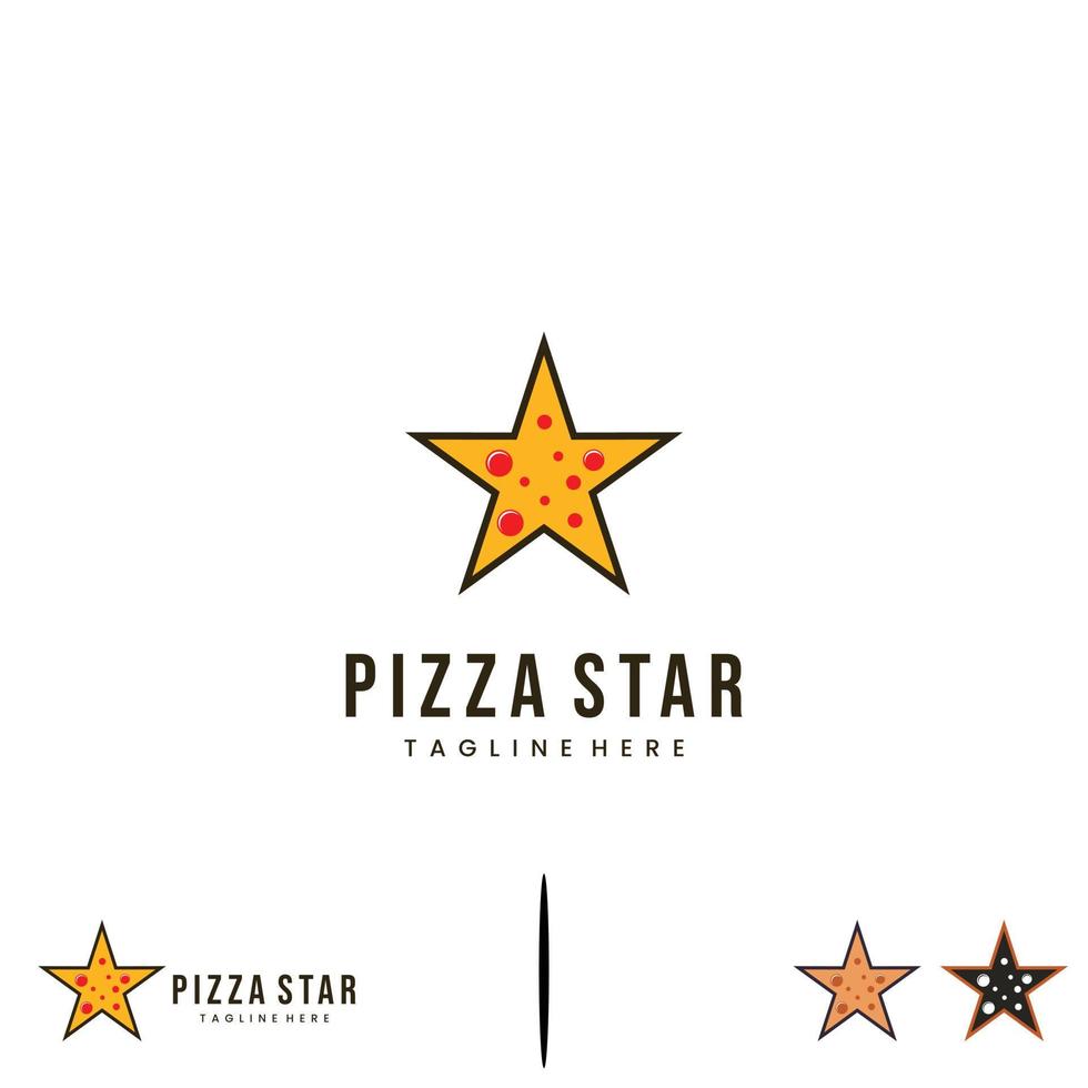 design de logotipo de estrela de pizza em fundo isolado, estrela com conceito de logotipo de pizza vetor