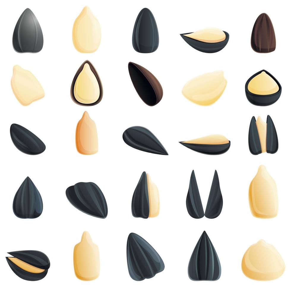 conjunto de ícones de sementes de girassol, estilo cartoon vetor
