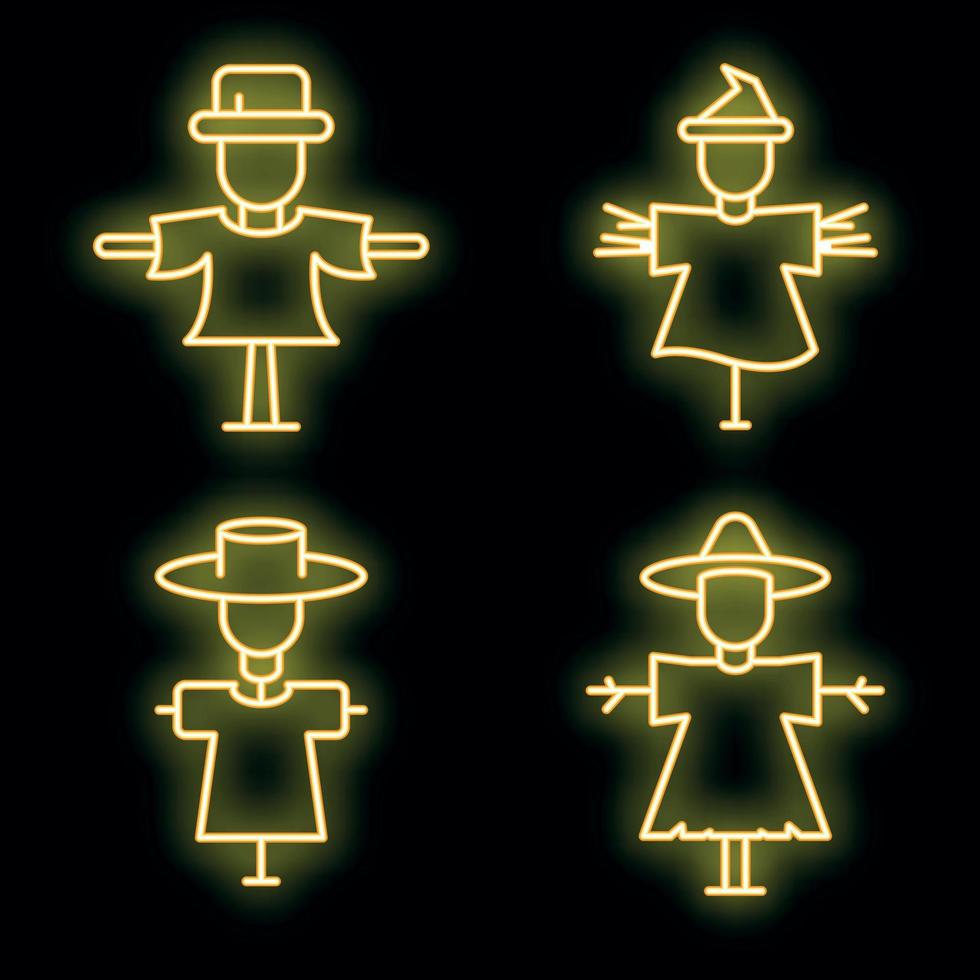 conjunto de ícones de espantalho vector neon