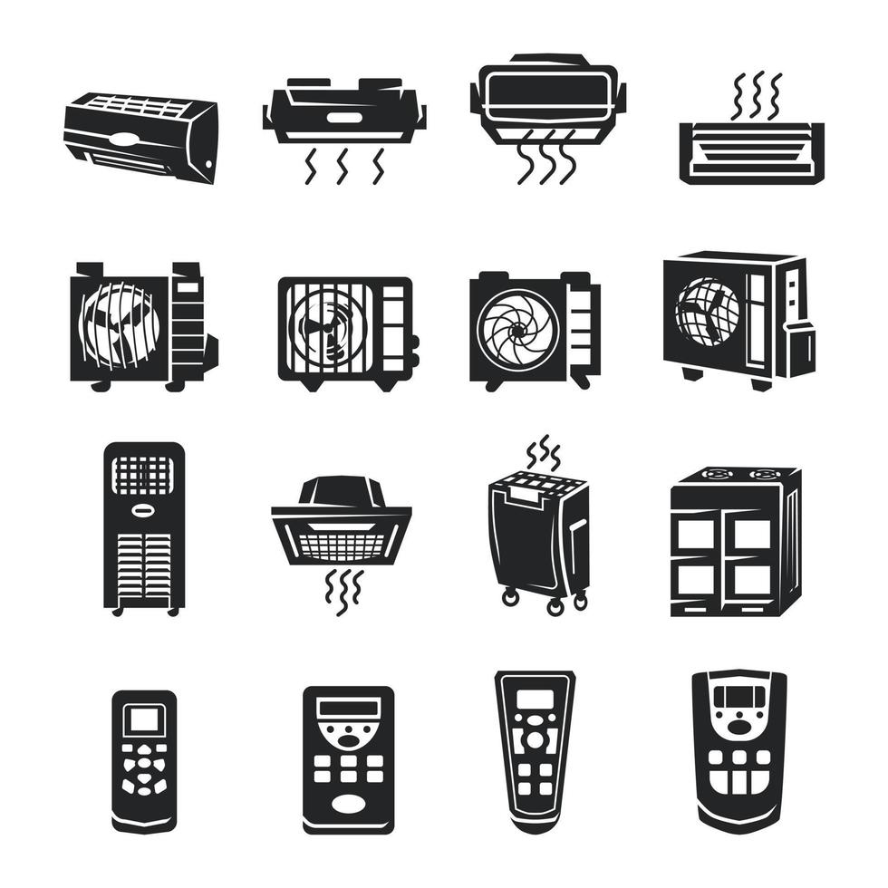 conjunto de ícones de condicionador, estilo simples vetor