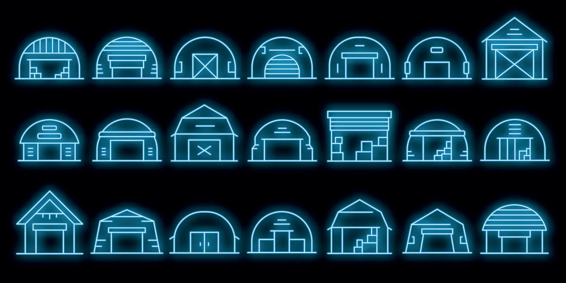 conjunto de ícones de hangar neon vector