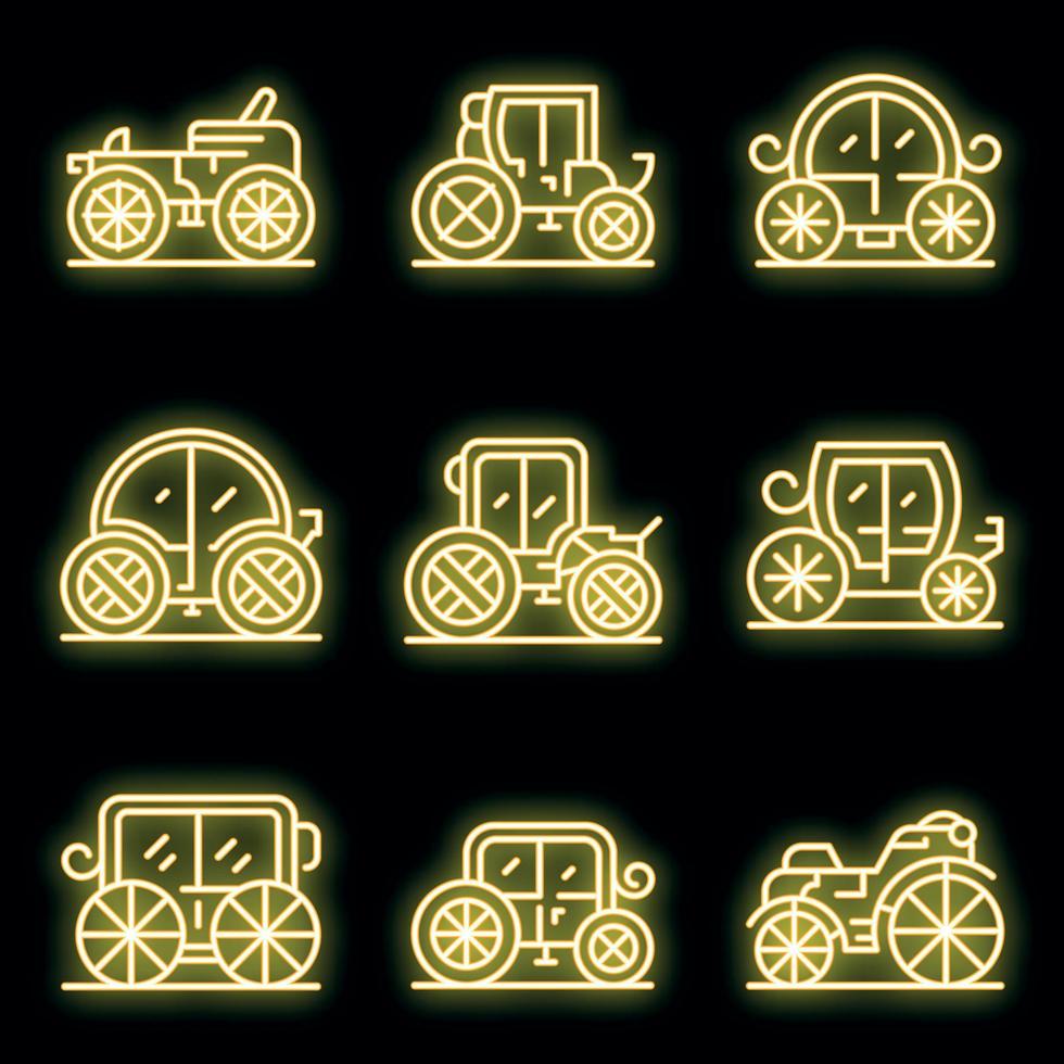 conjunto de ícones de brougham vetor neon