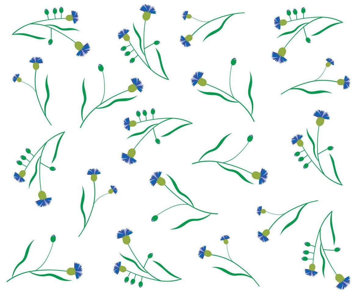 padrão de flores azuis em um fundo branco vetor