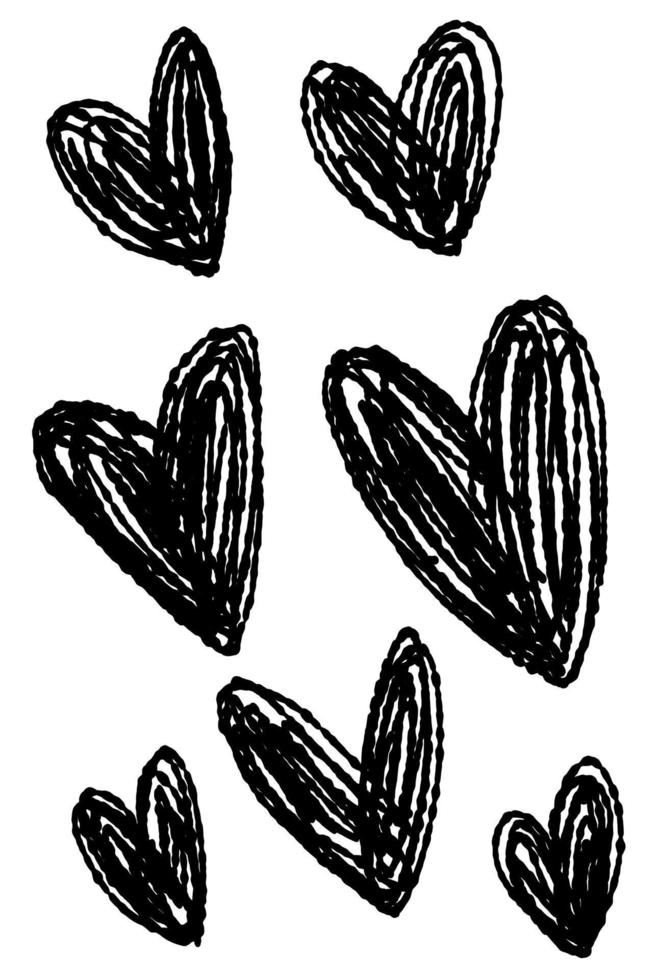 coração de esboço. doodle corações desenhados à mão. conjunto de dia dos namorados. ilustração em vetor linha arte rabisco.