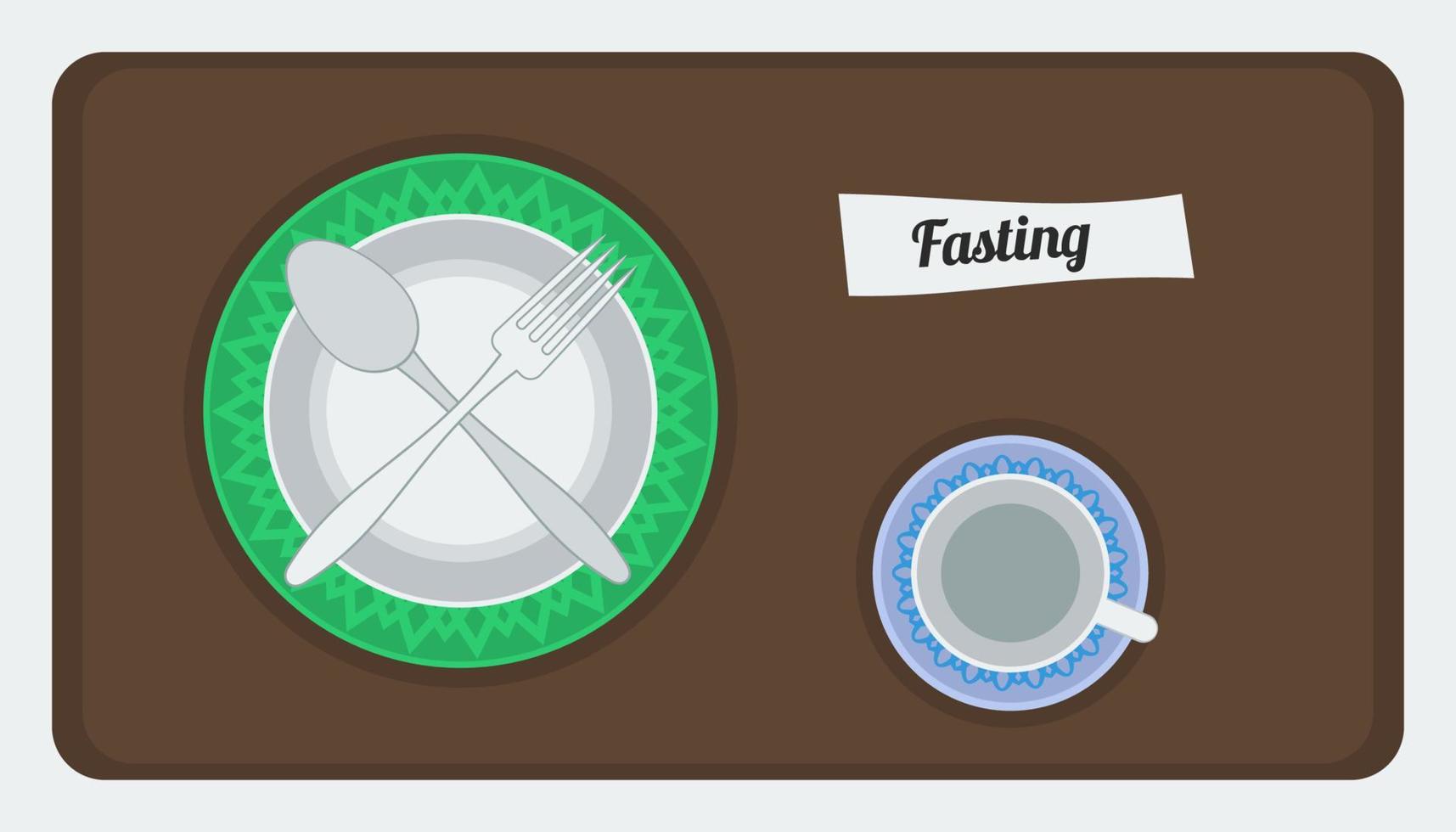 vetor editável de prato vazio e ilustração de xícara jejum do ramadã e projeto de design relacionado à dieta saudável