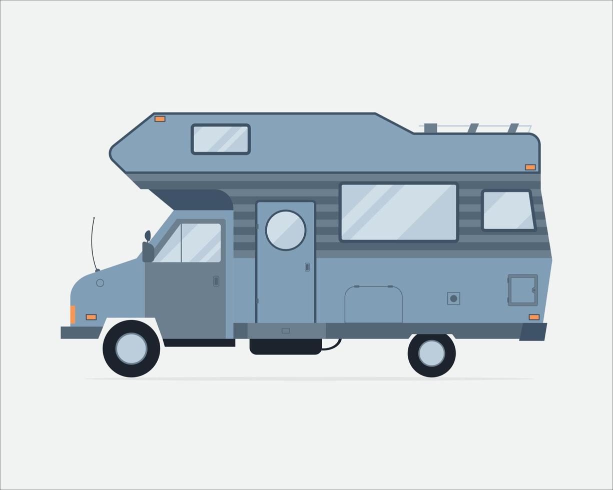 ícone de estilo plano de caminhão de viagem de família de reboque de acampamento vetor