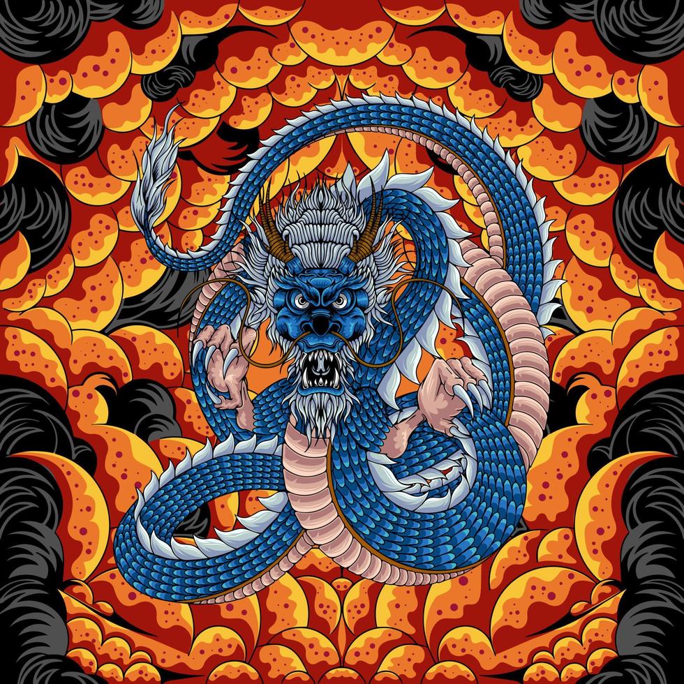ilustração legal do dragão azul vetor