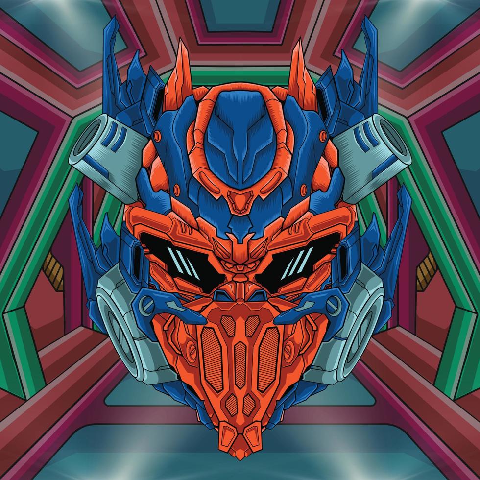 ilustração vetorial de mascote de cabeça de guerreiro robô vetor