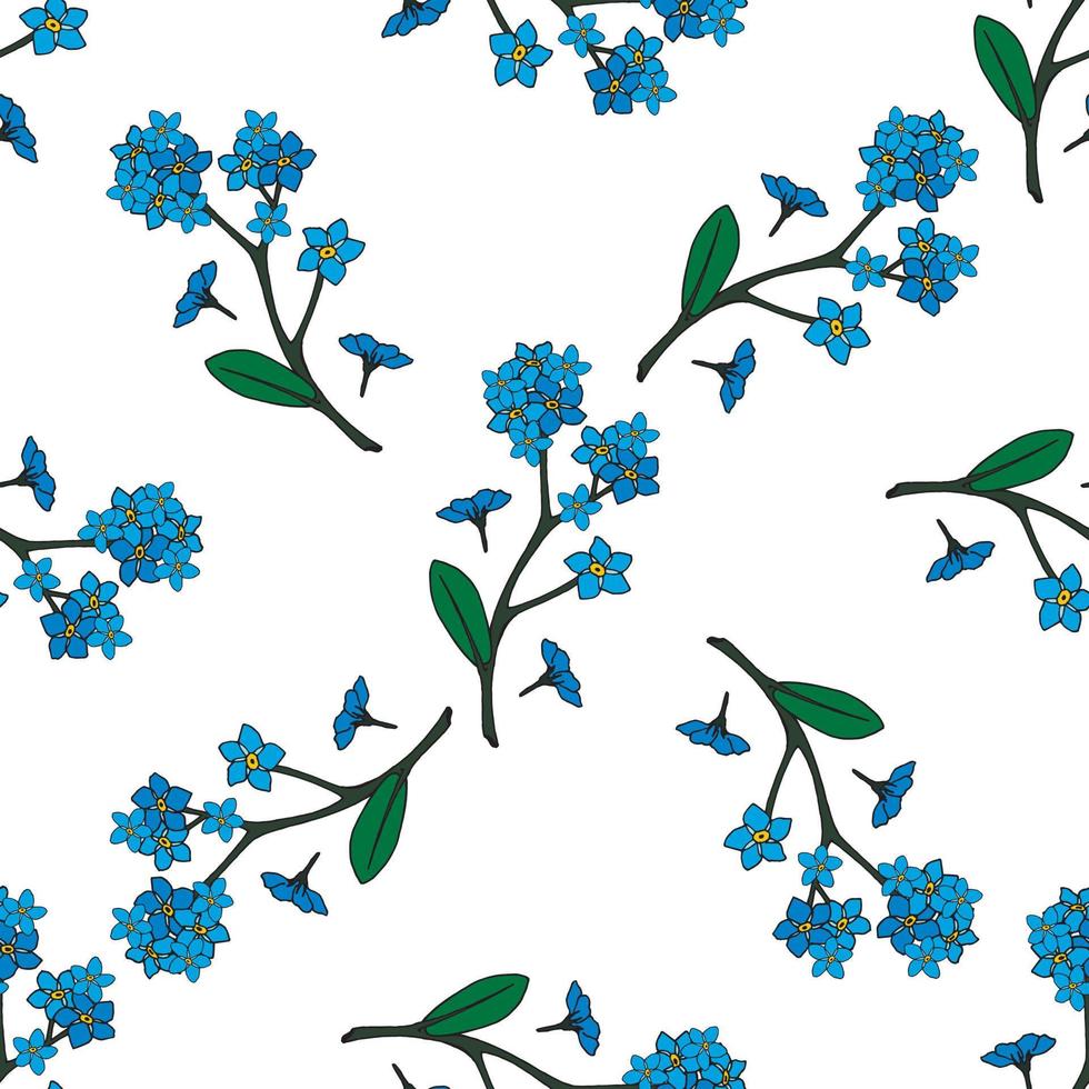 sem costura fundo de desenho flores azuis Miosótis. padrão sem fim para o seu design. vetor