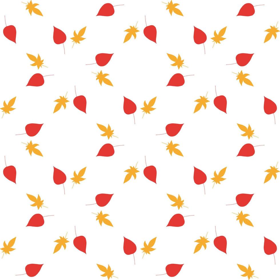 padrão sem emenda com molduras quadradas de folhas verticais de vermelho e laranja sobre fundo branco. fundo infinito para o seu design. vetor