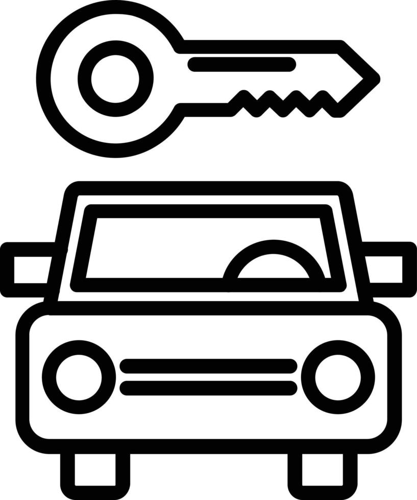 ícone de linha de vetor de aluguel de carros