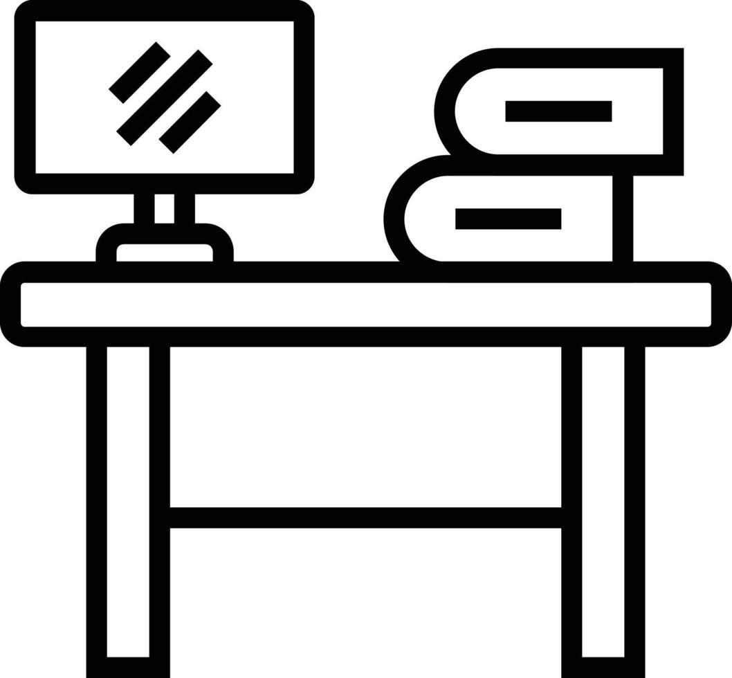 ícone de linha de vetor de mesa de escritório