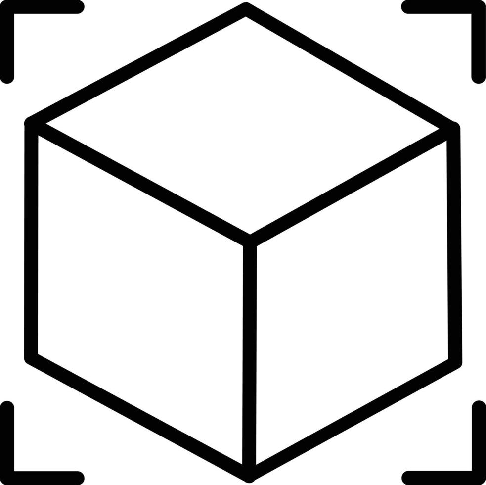 ícone de linha de vetor de cubo